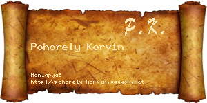 Pohorely Korvin névjegykártya